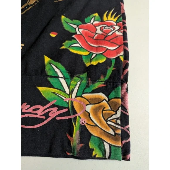 Vintage Ed Hardy Long Baby Tee Panther Rose Tattoo Tunic Christian Audigier L - Picture 14 of 15